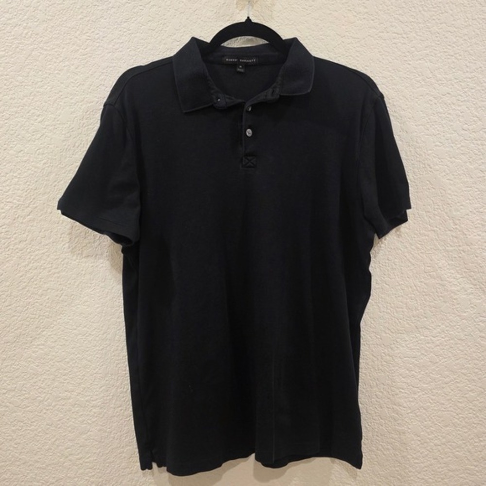Robert Barakett Mens Black Pima Cotton Short Sleeve‎ Barakett Polo Shirt Size M